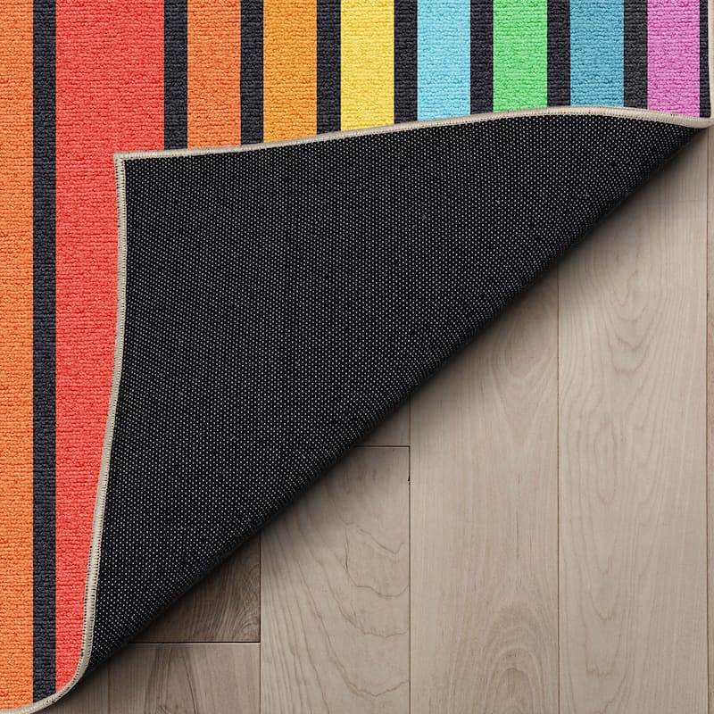 Well Woven Crayola Modern Geometric Stripes Dining Bedroom Playroom Rug