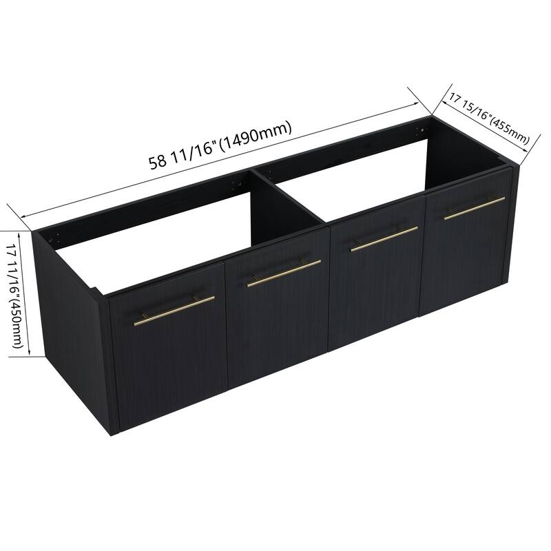 60 Inch Wall-mounted Bathroom Vanity