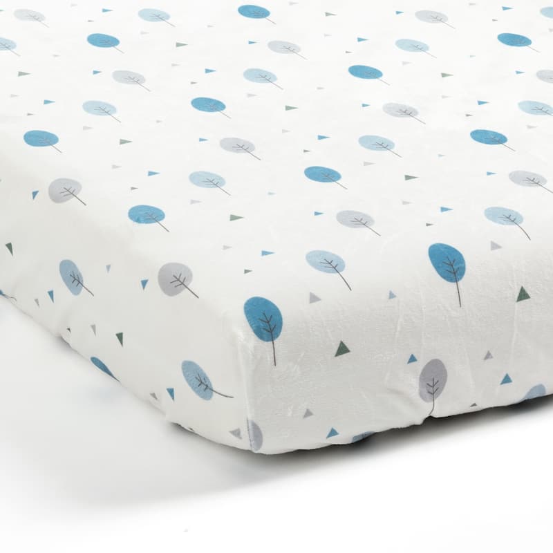 Lush Decor Dinosaurs Roar Allover Trees Soft Micro Plush Fitted Crib Sheet - 52"x 28" - Dusty Teal/Grey