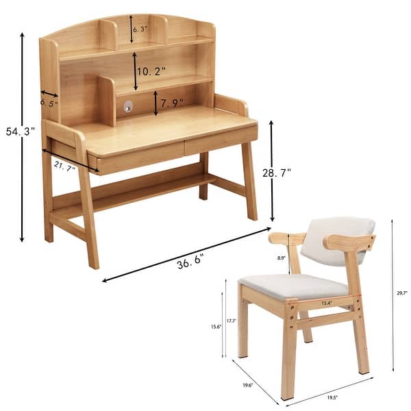 dimension image slide 1 of 3, Kids Desk and Chair Set, Kid Study Desk, Computer Writing Desk - 36.6"x21.7"