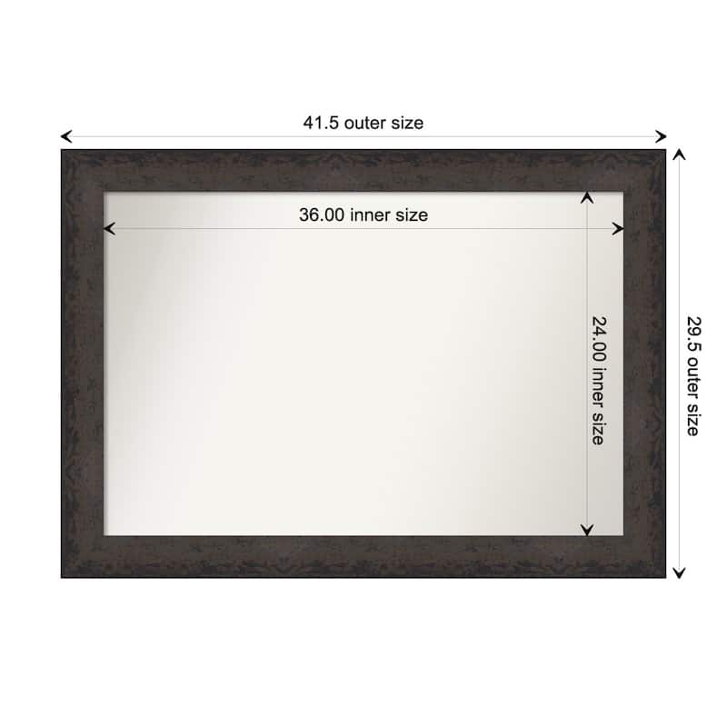Dappled Non-Beveled Wood Framed Bathroom Vanity Wall Mirror - Dappled Black Brown - Glass Size 36x24