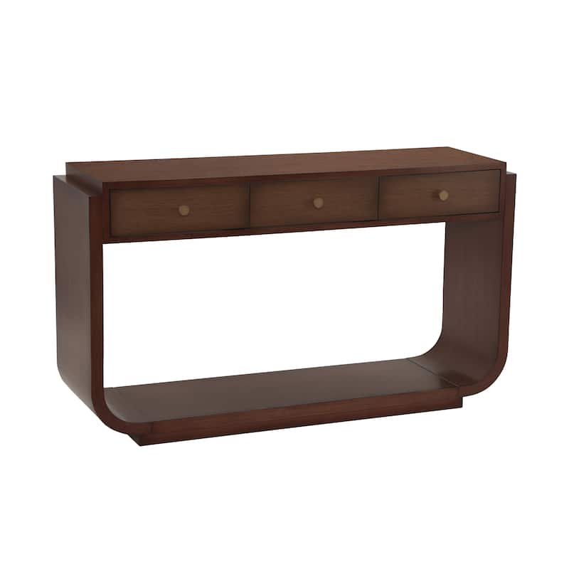 Christopher Knight Home - Alderwood Paulownia Veneer 3 Drawers Console Table with Curved Legs and Ample Storage