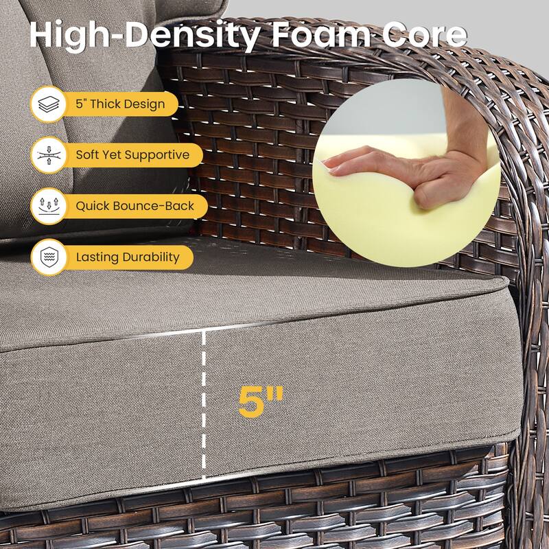 Gymojoy Wicker Patio Furniture Set, 5" Thick Cushioned Outdoor Rattan Conversation Set