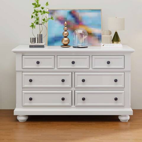 Solid Wood Seven-Drawer Dresser with Changing Topper for Nursery