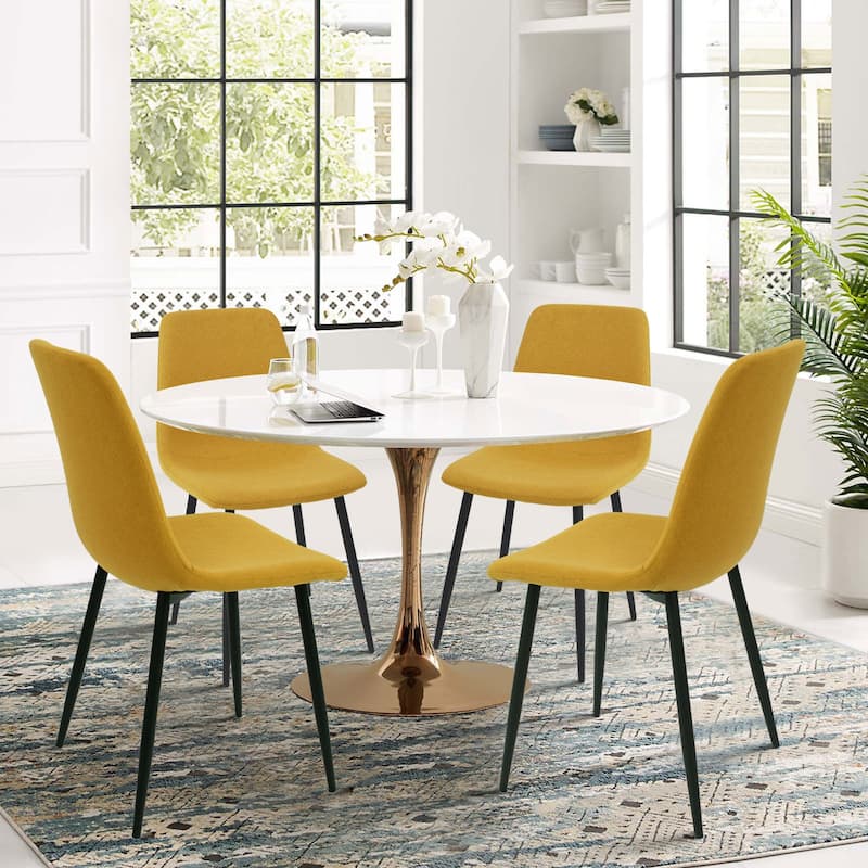 Modern Fabric Upholstered Dining Chairs (Set of 4) - 34"x18"x18" - Yellow