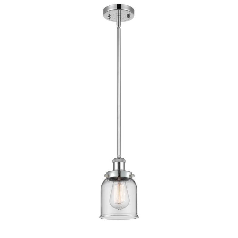 Innovations Lighting Small Bell 5" Wide Mini Pendant - Rod Hung - Polished Chrome / Clear
