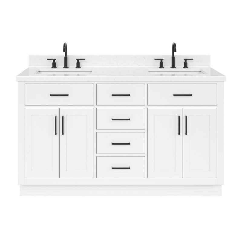 Ariel T060DCQRVO Hepburn 60" Free Standing Double Basin Vanity Set