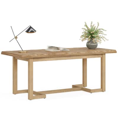 62.2-inch Wood Rectangular Computer Desk with Solid Wood Legs