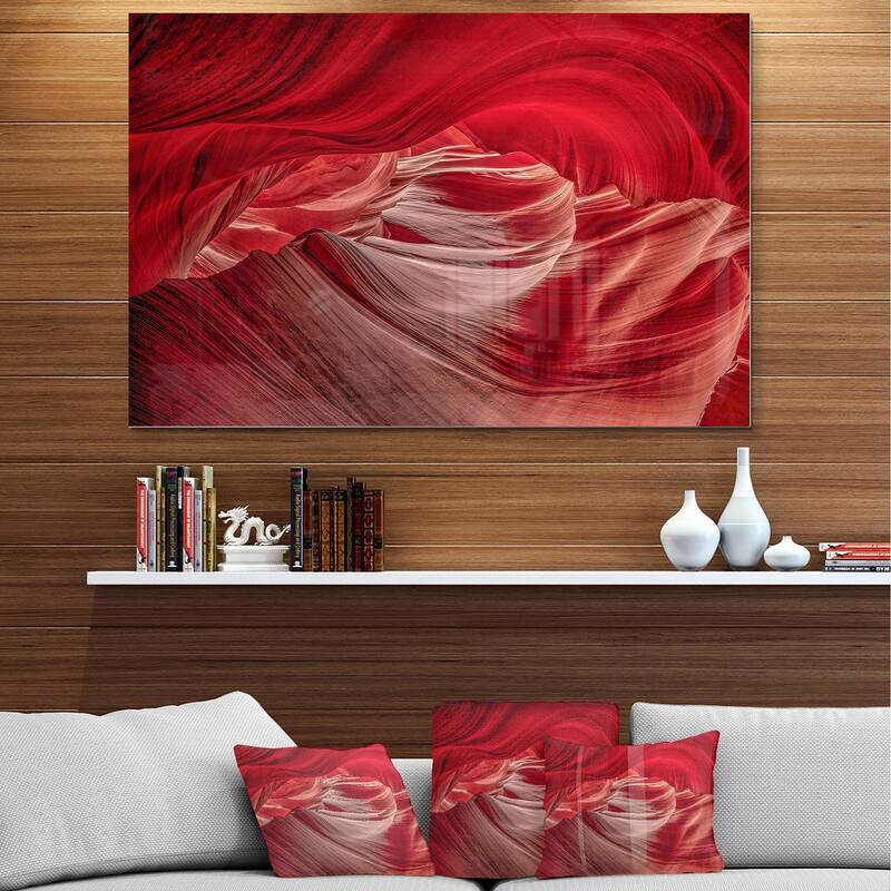 Red Shade in Antelope Canyon - Landscape Photo Glossy Metal Wall Art