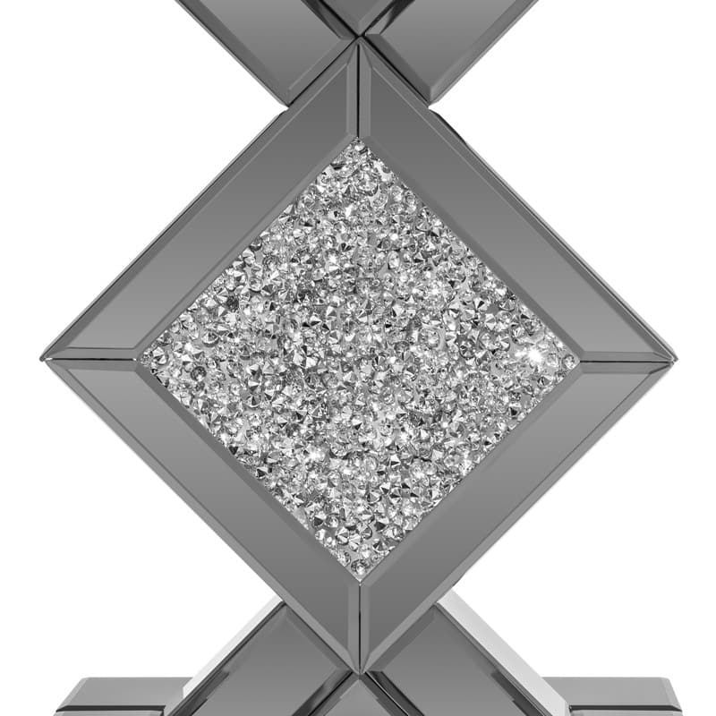 Modern Mirrored Glass Top End Table with Crushed Diamond