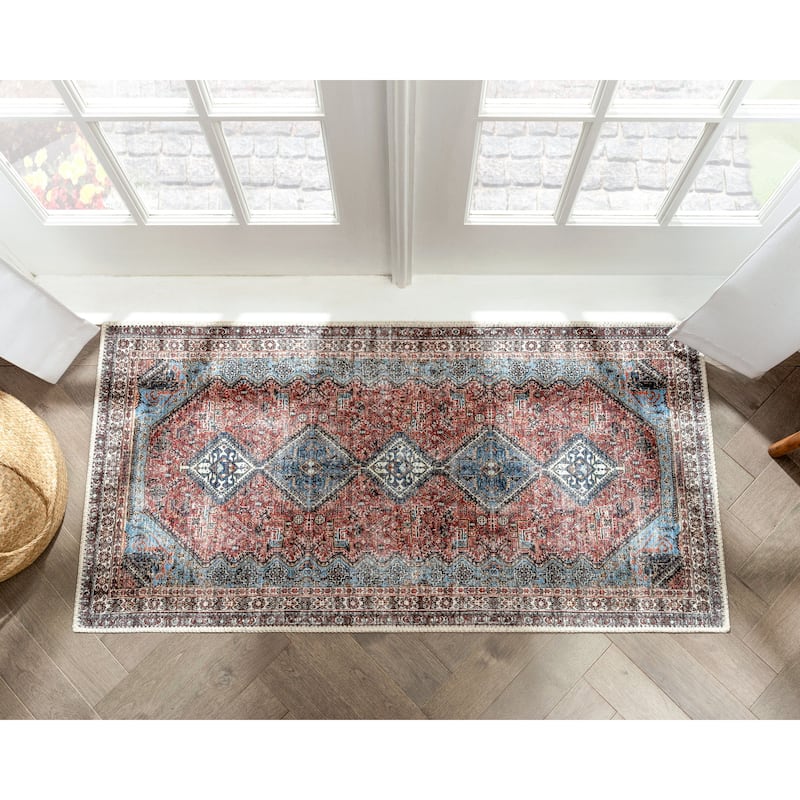 Well Woven Lotus Menda Vintage Medallion Machine Washable Area Rug