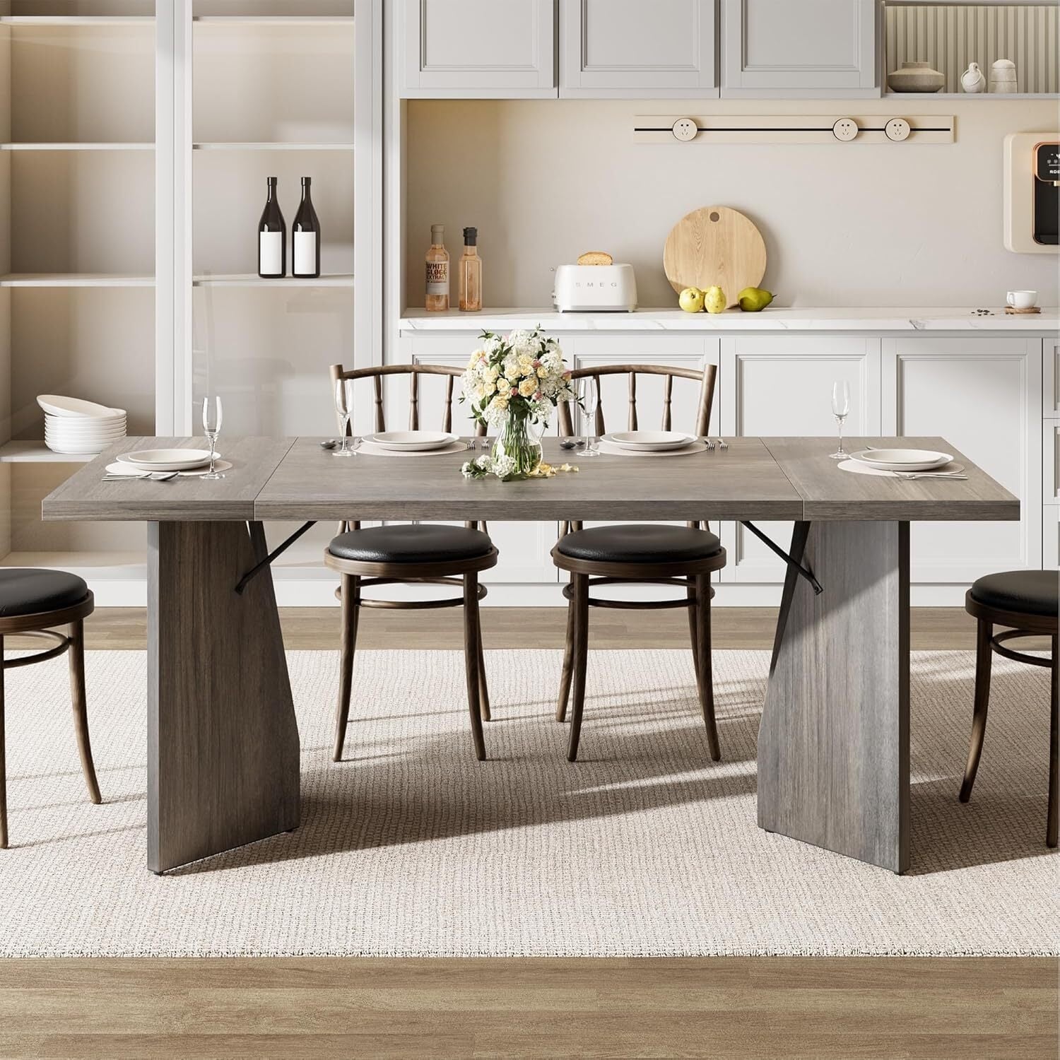 70.9" M-Shaped Legs Kitchen Dining Table for Dining Room, Office and Living Room (Only Table)