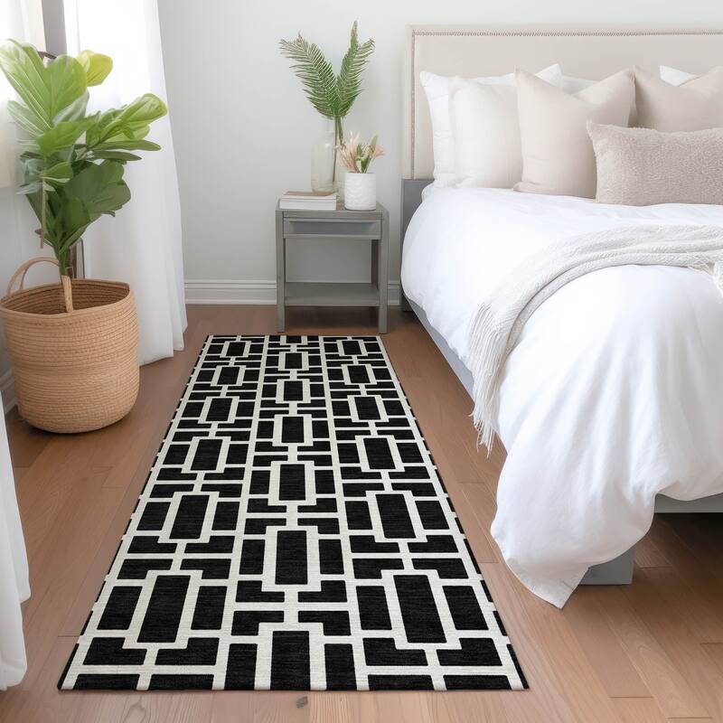 Premium Washable Super Soft Modern Geo Mayfield Rug - Black - 2'3" x 7'6"