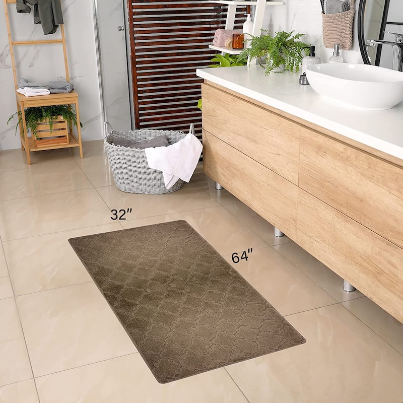 Machine Washable Kitchen & Bathroom Mat, Slip Resistant Backing