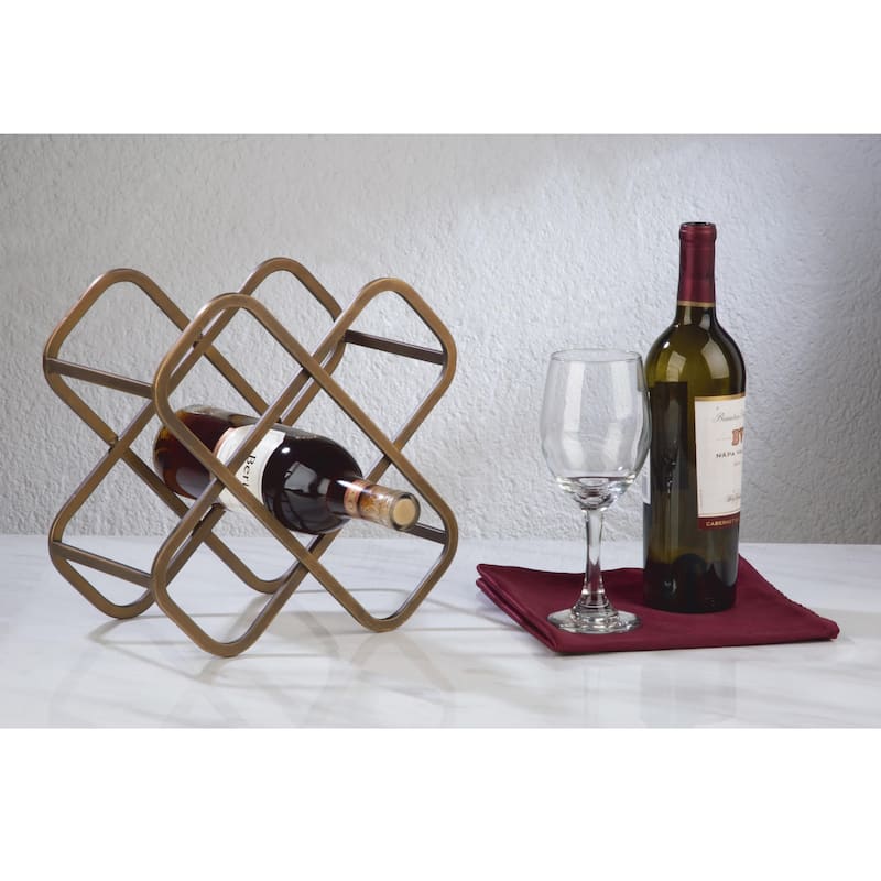 5-Bottle Gold Metal Tabletop Wine Bottle Holder