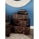preview thumbnail 2 of 18, Brown Faux Leather Nesting Upholstered Decorative Trunk with Vintage Accents and Studs (Set of 3)