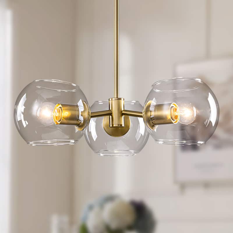 Starsky 3-Light Modern Clear Glass Sputnik Chandelier