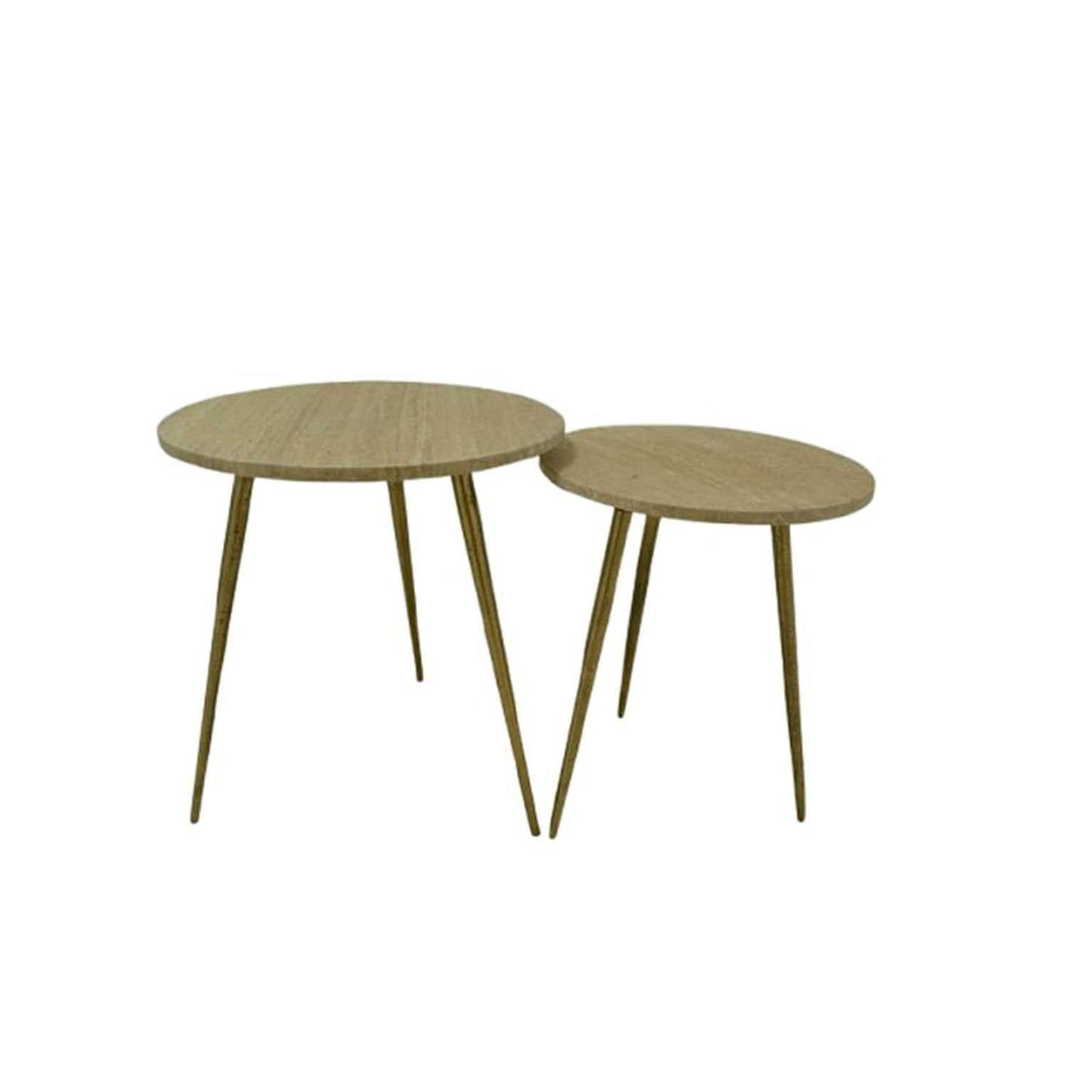 Marble Top Side Table w/Aluminum Legs Set of 2