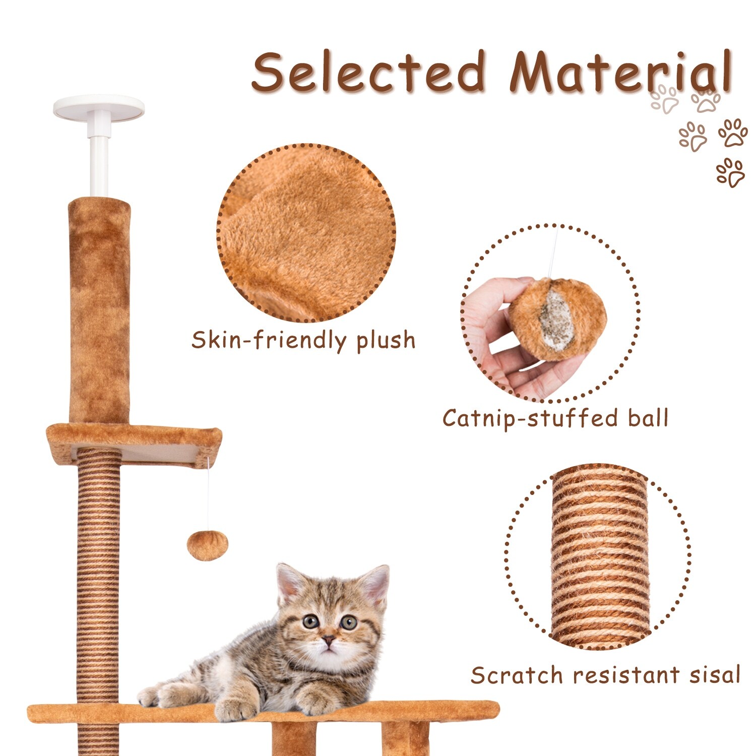 Shop Kinpaw 98 Large Cat Tree Multi Level Cat Tree Tower Condo W Scratching Posts Kitten Play House Furniture On Sale Overstock 30837394 Brown1