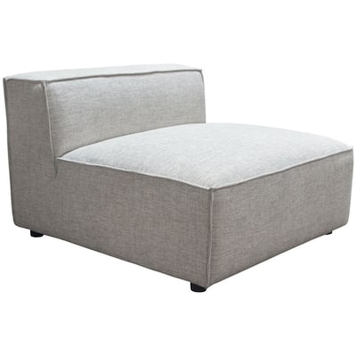 Daro 43 Inch Armless Chair Cushioned Seat Gray Barley Upholstery Black