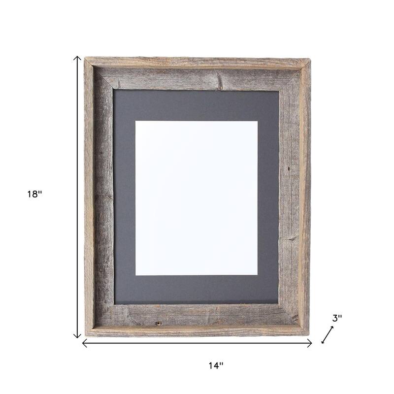 HomeRoots 11" x 14" Gray Solid Wood Hanging Picture Frame