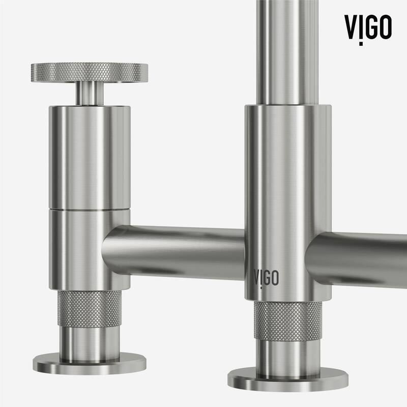 VIGO Cass 12" H 2-Handle Widespread Bridge Pull-Out Sprayer Kitchen Faucet