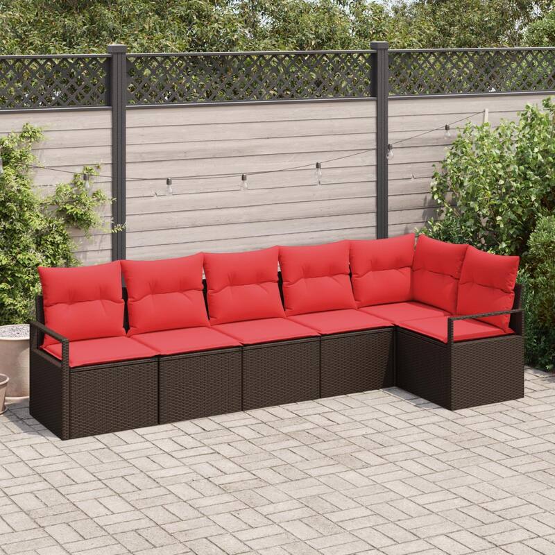 6/7 Piece Modular Outdoor Sofa Set with Cushions - 113×48×27.2 - Brown
