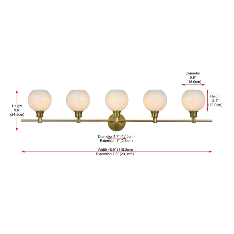 Elegant Lighting Collier 5 Light 47" Wide Bathroom Vanity Light with