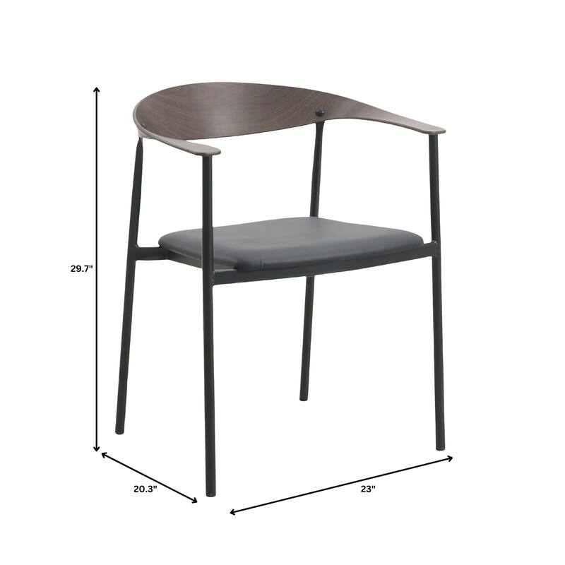 Kora Upholstered Faux Leather Dining Arm Chair with Powder Coated Steel Legs by LeisureMod