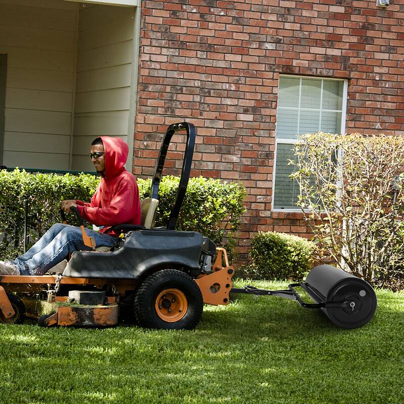Gymax Lawn Roller Push/Tow Behind a Tractor Sod Drum Roller for Park