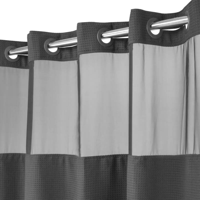 No Hook Waffle Weave Shower Curtain with Snap-in Liner