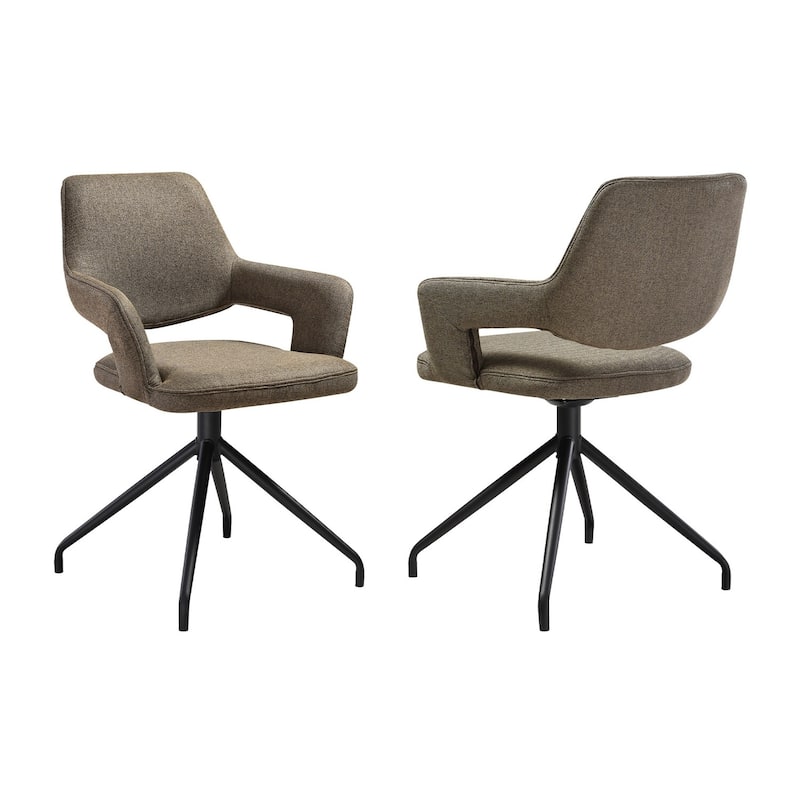 Black/Gray Fabric Upholstered Metal Frame Dining Chair, Set of 2, Sturdy Dining Chair for Dining Rooms - 21.75
