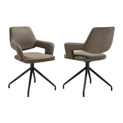 Black/Gray Fabric Upholstered Metal Frame Dining Chair, Set of 2, Sturdy Dining Chair for Dining Rooms - 21.75