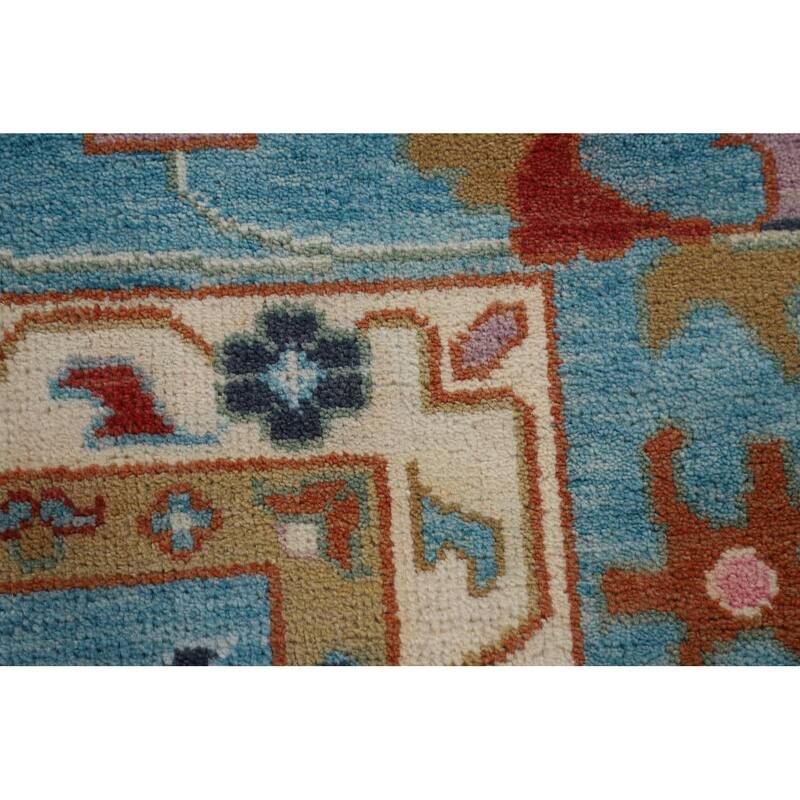 Palace Size Blue Floral Oushak Oriental Area Rug Handmade Wool Carpet - 11'9"x 14'8"