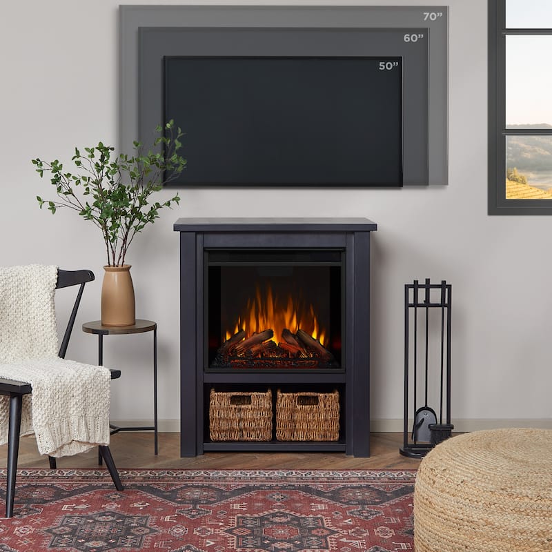 Hollis 32" Rustic Black Electric Fireplace by Real Flame