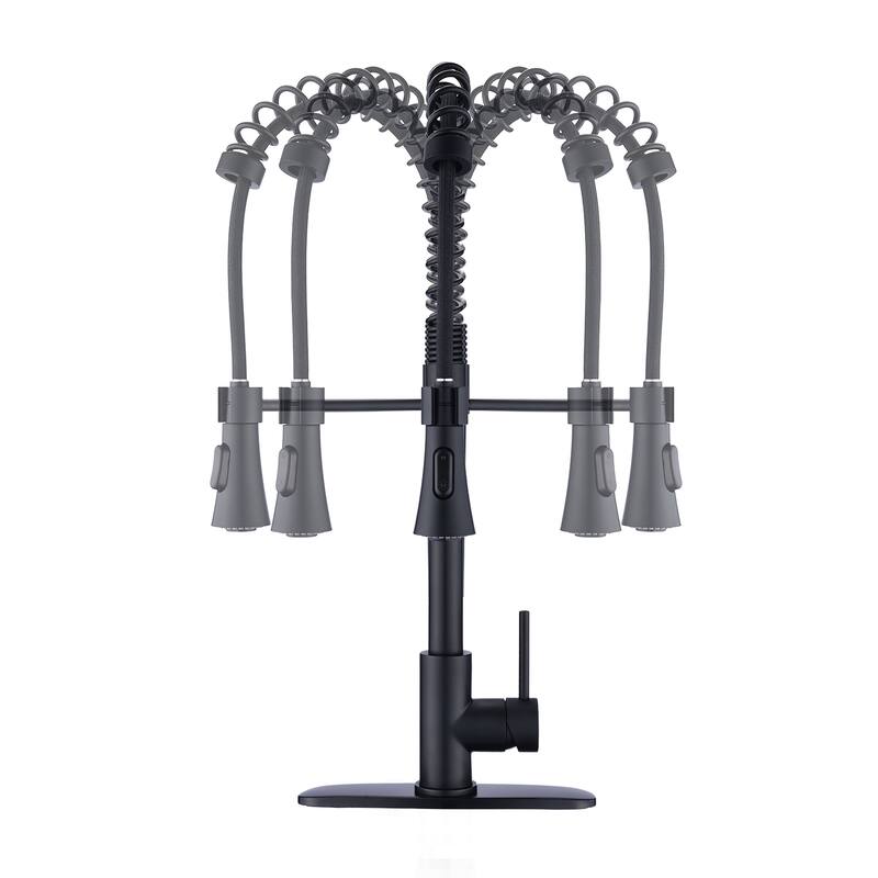 Proox Commercial Modern High Arc Single Handle Spring Kitchen Faucet Pull Out Sprayer