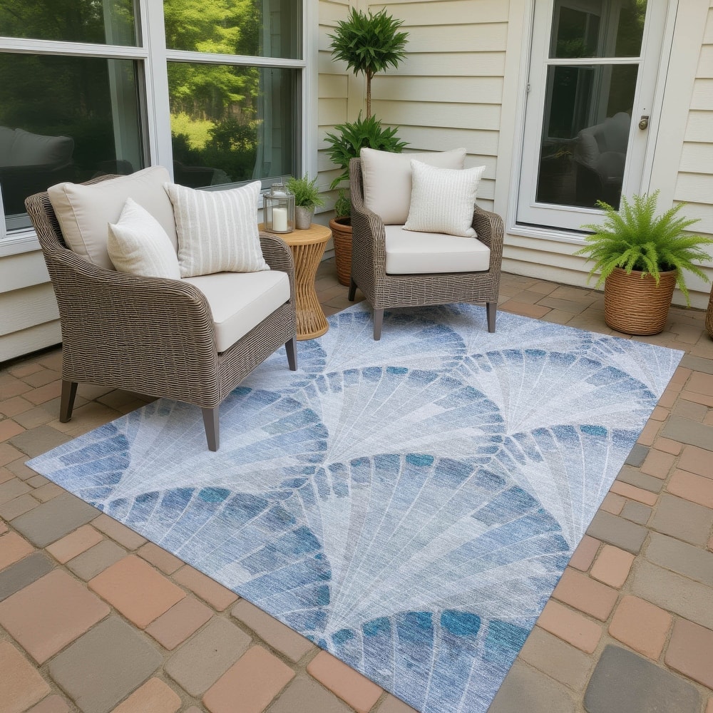 Machine Washable Indoor/ Outdoor Modern Fan Chantille Rug