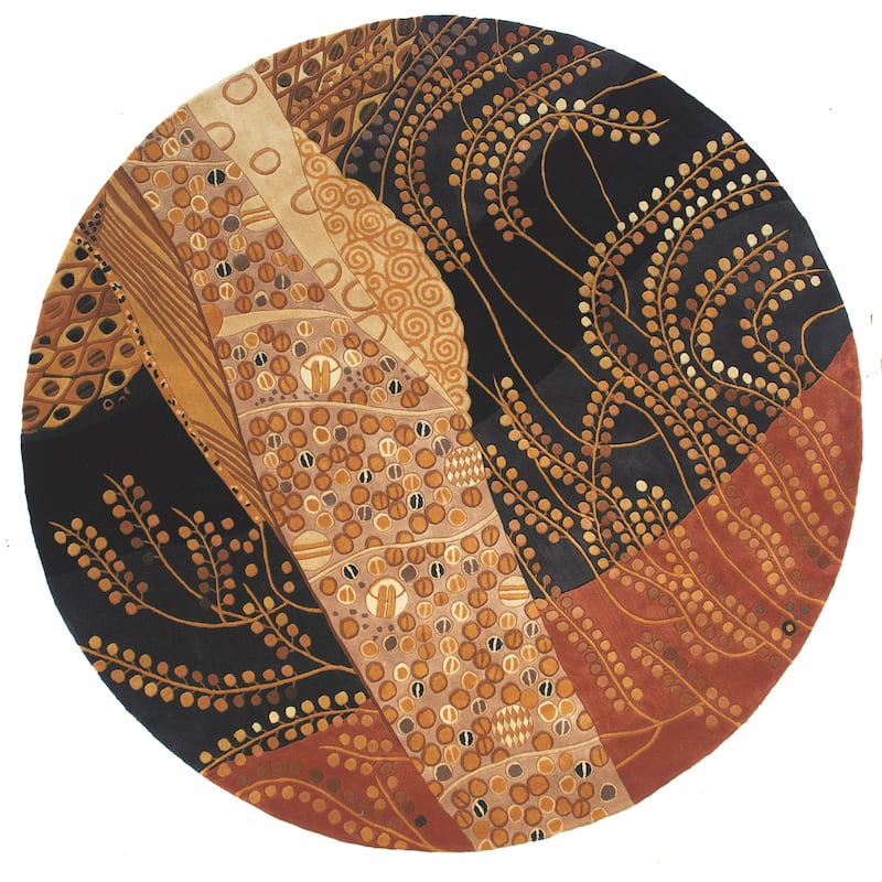 Momeni New Wave Hand Tufted New Zealand Wool Contemporary Abstract Area Rug - 5'9" x 5'9" Round - Black - Runner/Round