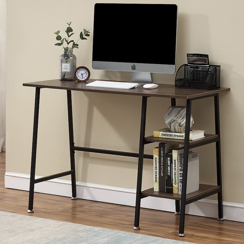 VECELO Small Gaming Computer Desk Home Office Desk with Storage Shelves Writing Table Small computer desk
