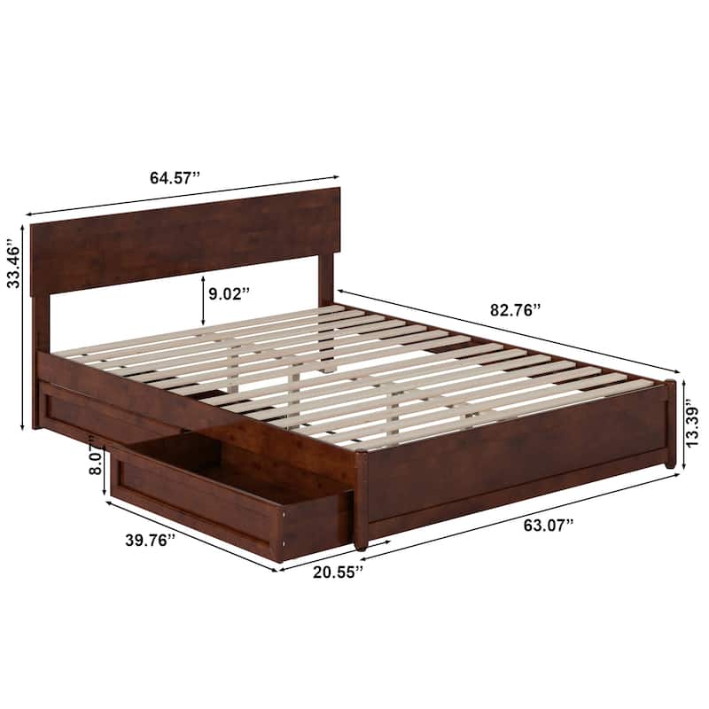 Wesley Platform Bed with Panel Footboard and Storage Drawers