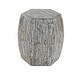 preview thumbnail 15 of 18, Gray Mother of Pearl Shell Handmade Shell Mosaic Hexagon Geometric Side End Accent Table with Brown Accents