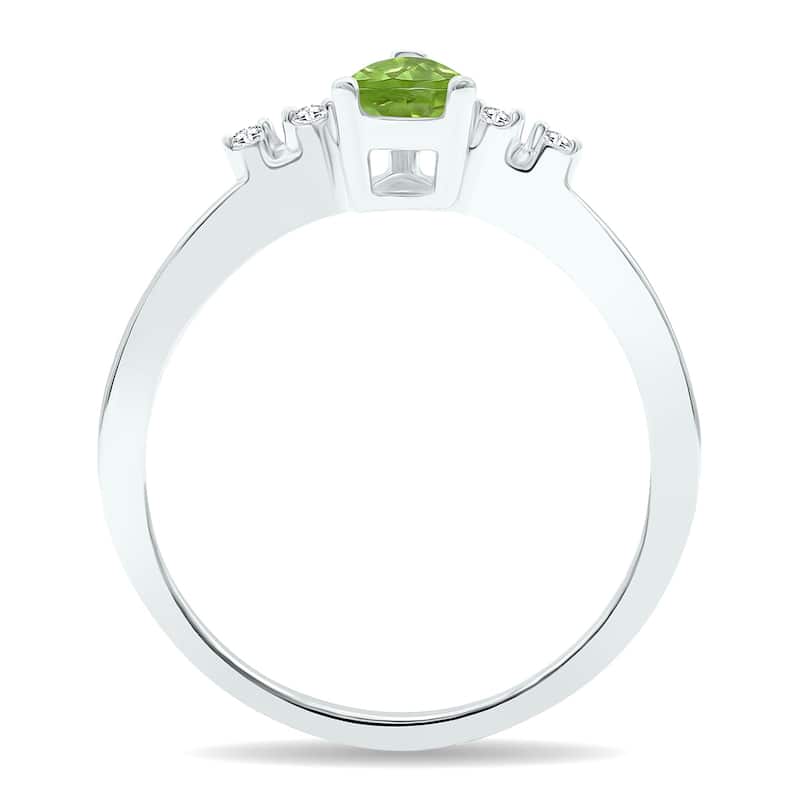 Women's Peridot and Diamond Sparkle Ring in 10K White Gold