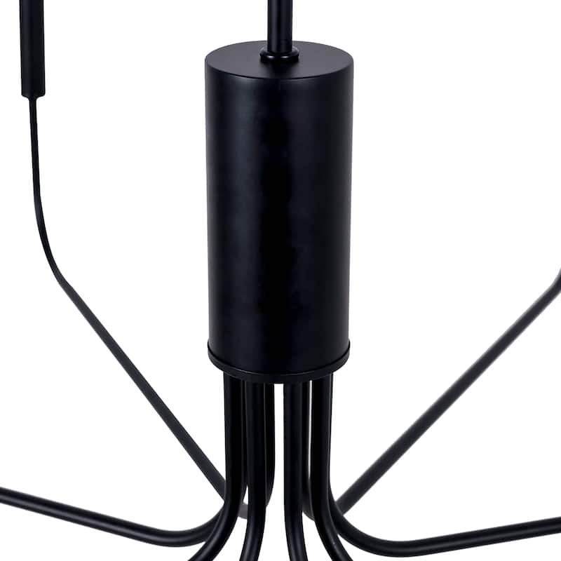 Modern Farmhouse 49.2" W Black 8-Light Chandelier Classic Straight Arm Candle Light - W49.2"*H13.4"