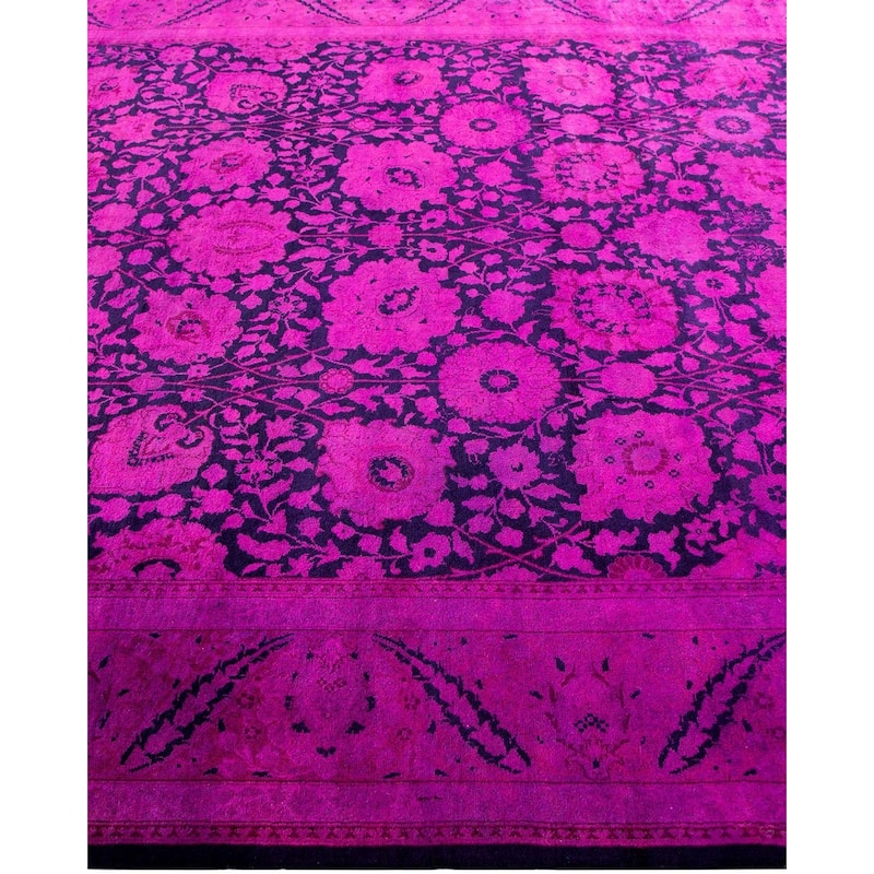 Overton Hand Knotted Wool Vintage Inspired Modern Contemporary Overdyed Purple Area Rug - 6' 2" x 9' 2"