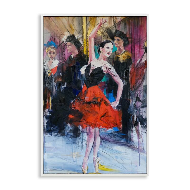 Stupell Abstract Ballerina Bold Collage Framed Giclee Art Design By Lucille Lee - 12 x 18 - White