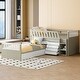 preview thumbnail 1 of 14, Brown+White Twin Size Solid Wood L-shaped Loft Bed and Twin Platform Bed with 7 Drawers and Full Guardrails Brown+White