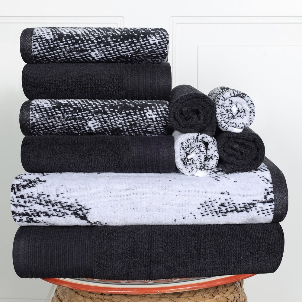 Superior Cotton Quick-Drying Solid and Marble 10 Piece Towel Set