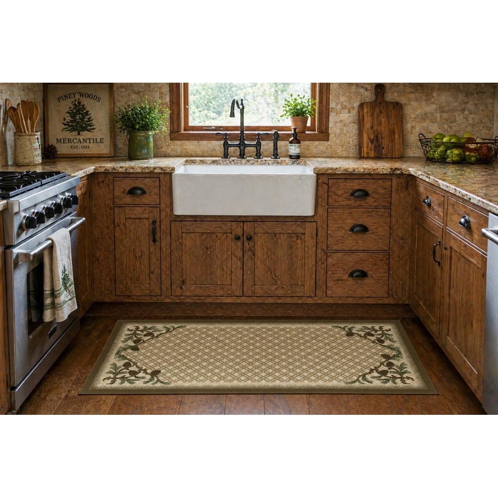 American Destination Pinecone Corner Accent Rug 20"x44"