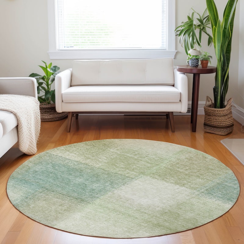 Premium Washable Super Soft Solid Ombre Mayfield Rug - Aloe - 8' x 8' - Round