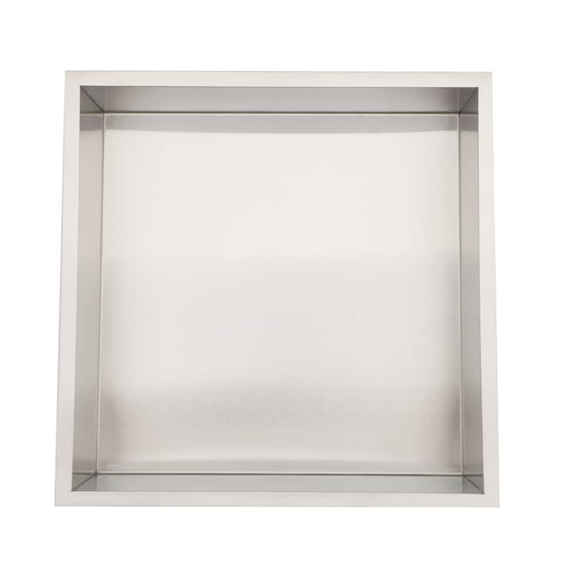 Lordear Brushed Stainless Steel 12'' x 12''Single Shelf Bath Shower Niche Bathroom Storage